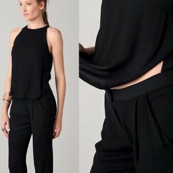 A.L.C. NWT Black Joanna Timeless Open Back Shelf bra Jumpsuit/Romper Sz 14 - Picture 3 of 14